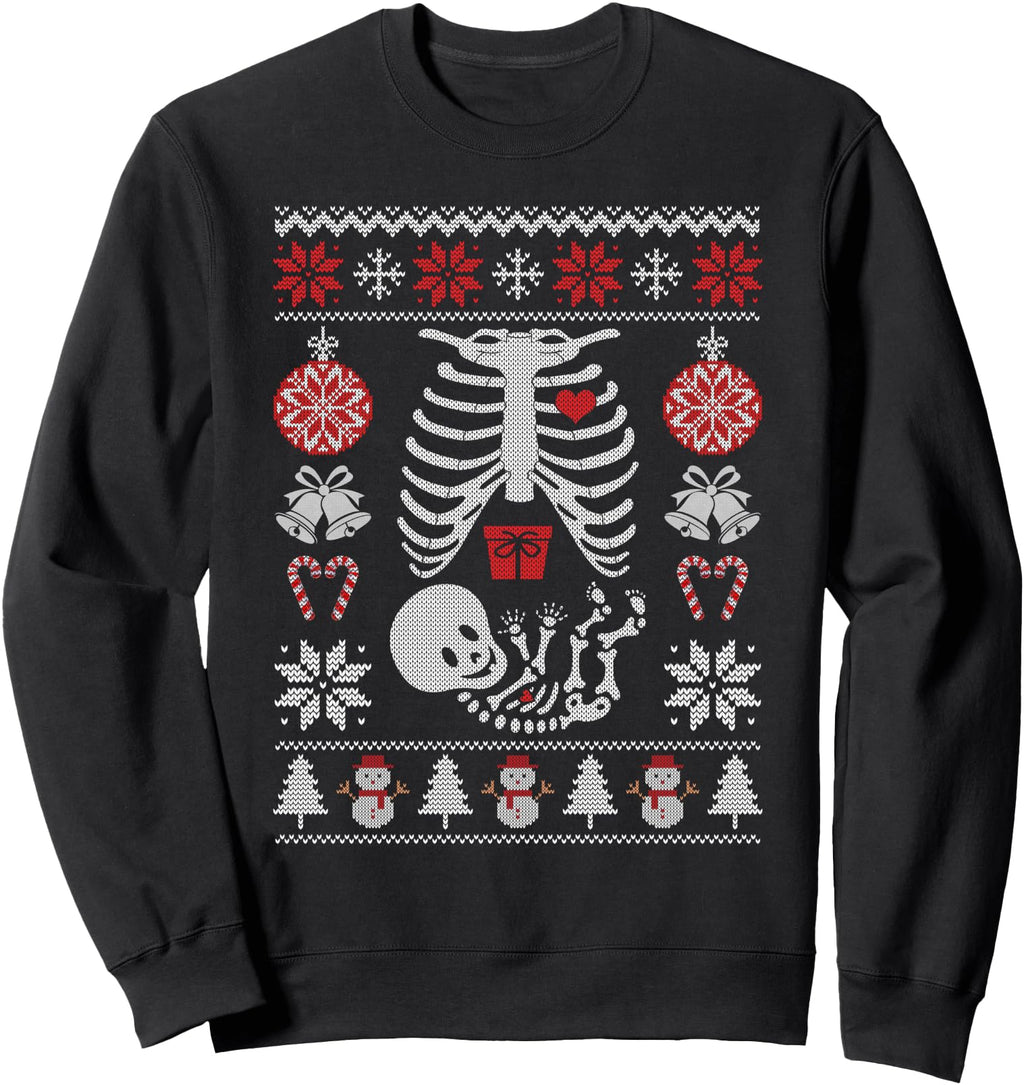 Skeleton Ugly Pregnant Mom Pjs Sweatshirt - Custom Art Print Men Women - T-Shirt, Sweatshirt, Hoodie