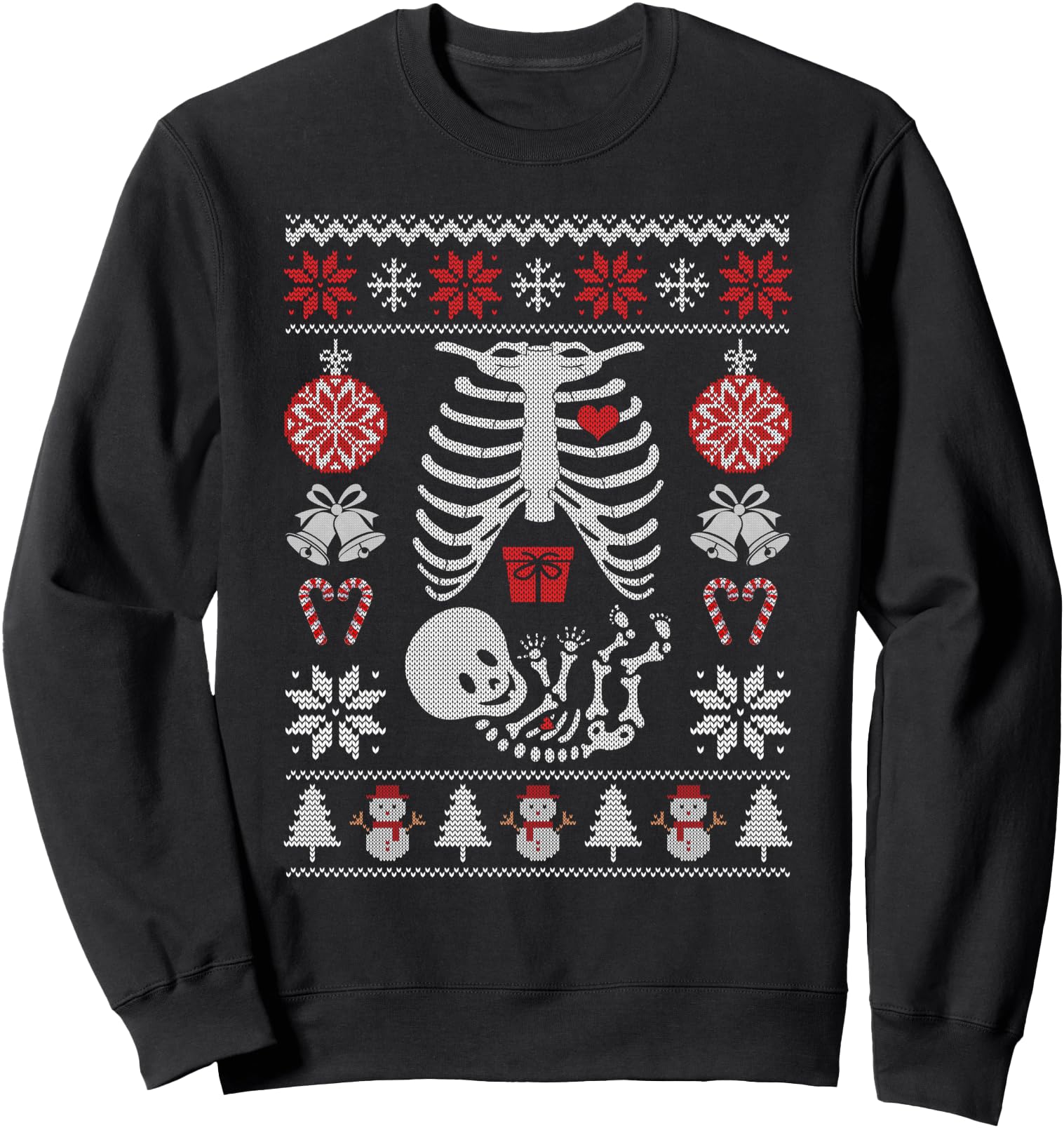 Skeleton Ugly Pregnant Mom Pjs Sweatshirt - Custom Art Print Men Women - T-Shirt, Sweatshirt, Hoodie