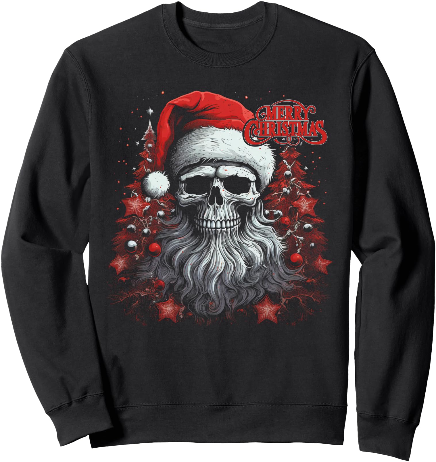 Handcrafted Skeleton Skull Santa T-Shirt - Casual Everyday Wear Men Women - T-Shirt, Sweatshirt, Hoodie