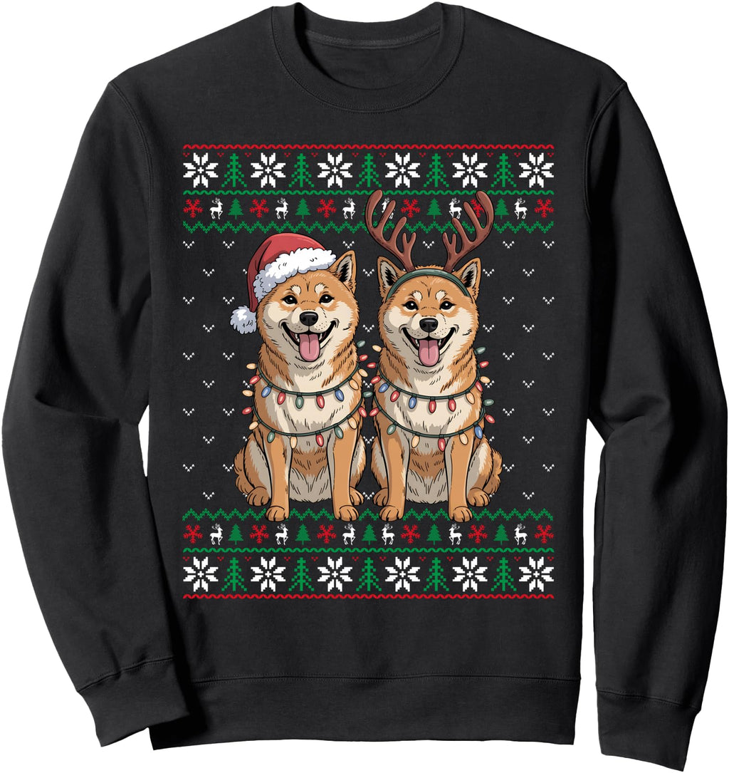 Handcrafted Ugly Lights Shiba Inu Sweatshirt - Aesthetic Graphic Men Women - T-Shirt, Sweatshirt, Hoodie