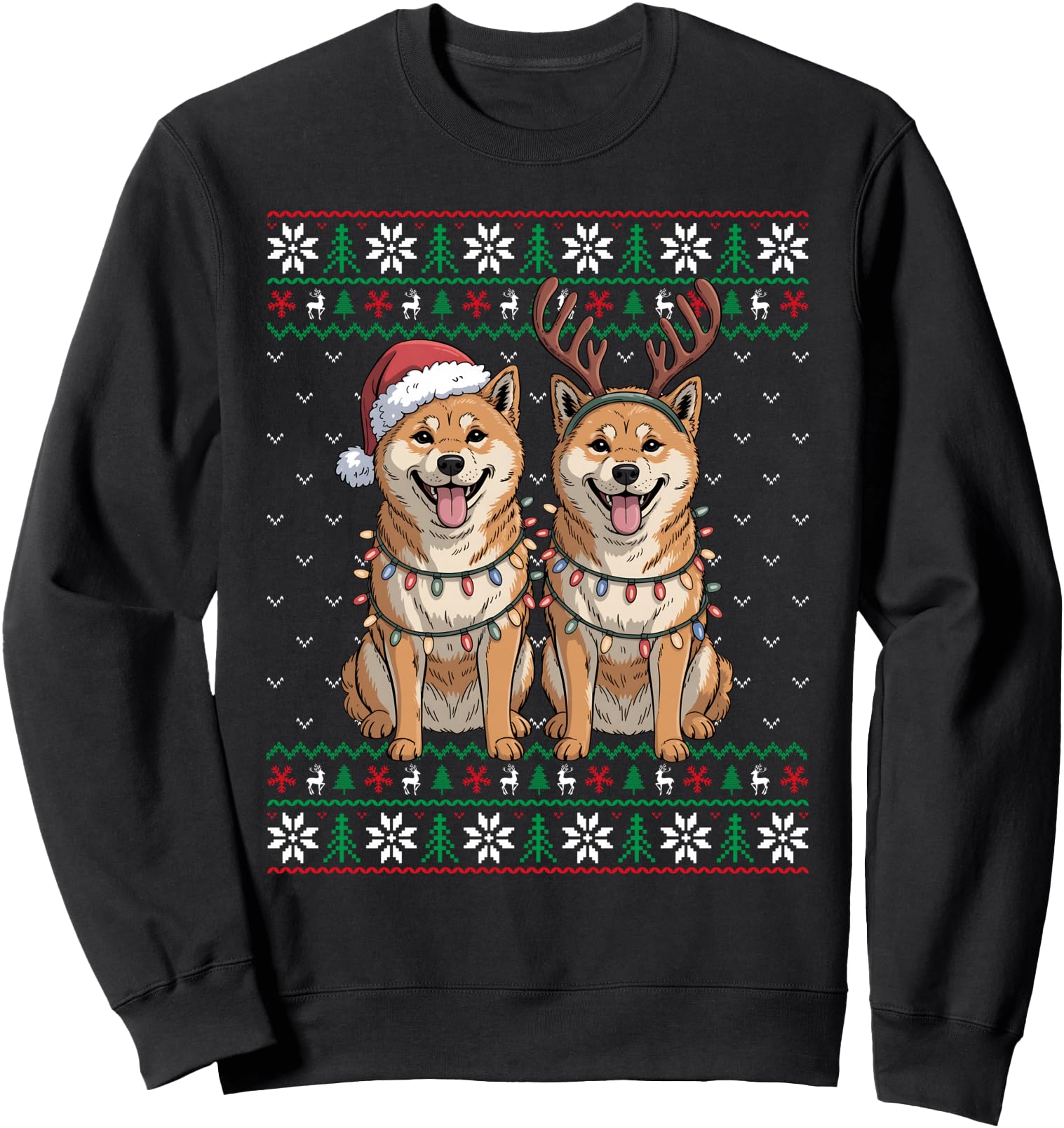 Handcrafted Ugly Lights Shiba Inu Sweatshirt - Aesthetic Graphic Men Women - T-Shirt, Sweatshirt, Hoodie