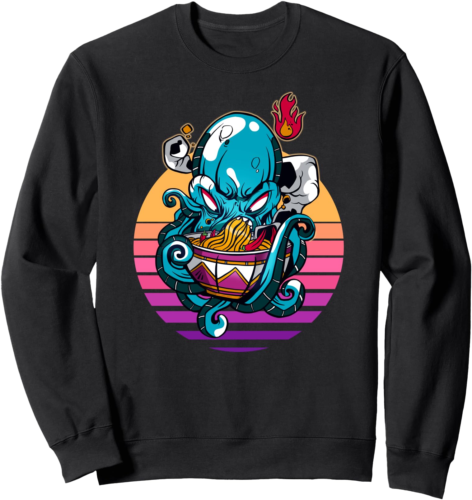 Authentic Kawaii Japanese Kraken Eating Hoodie - Trendy Graphic Men Women - T-Shirt, Sweatshirt, Hoodie