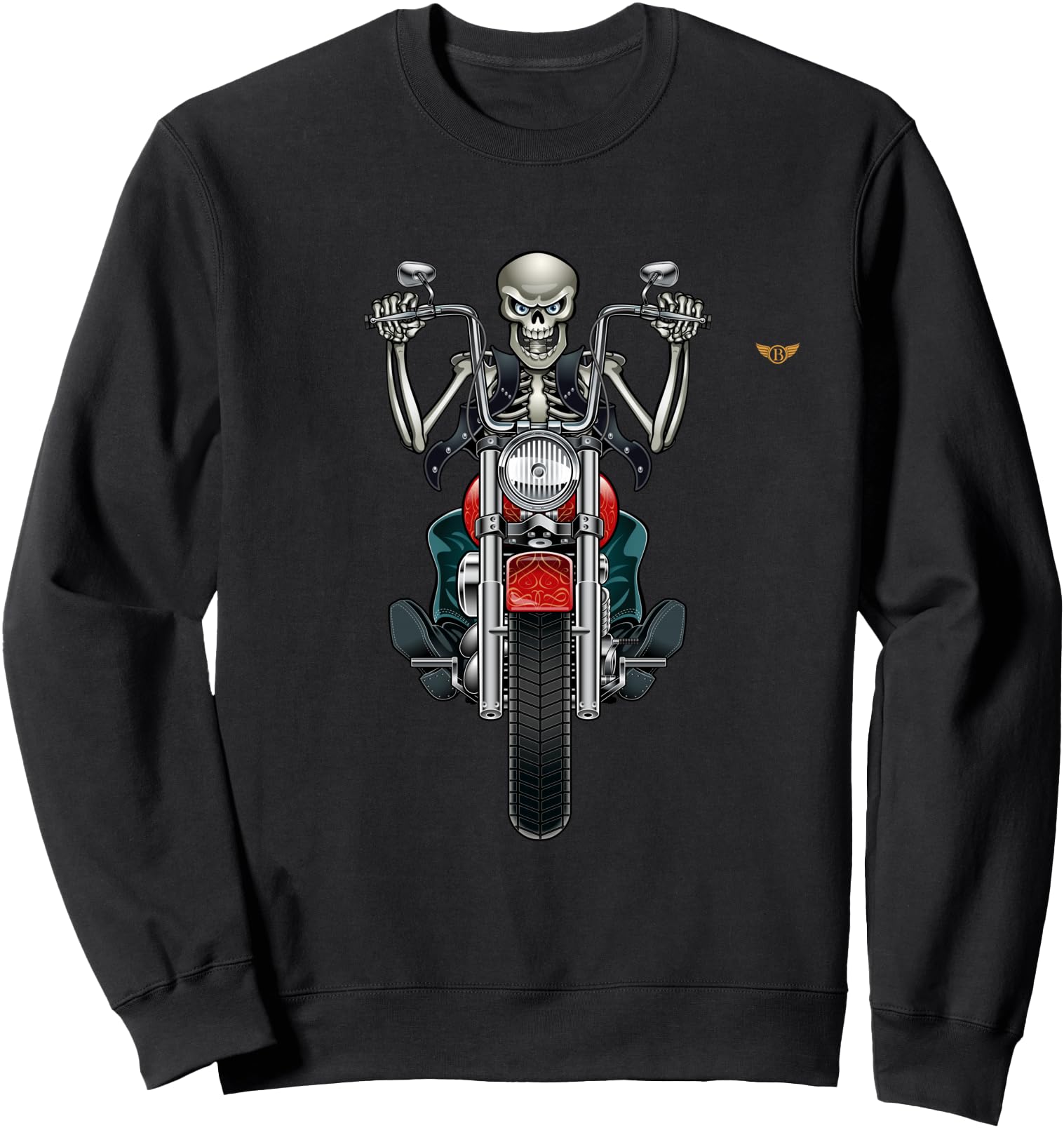 Original Wild Skelton Riding Motor Bike T-Shirt - Graphic Print Men Women - T-Shirt, Sweatshirt, Hoodie