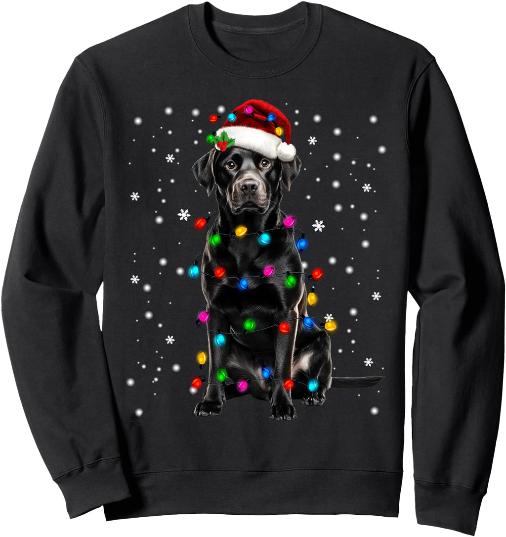 Handcrafted Black Labrador Tree Light Hoodie - Custom Art Print Unisex - T-Shirt, Sweatshirt, Hoodie