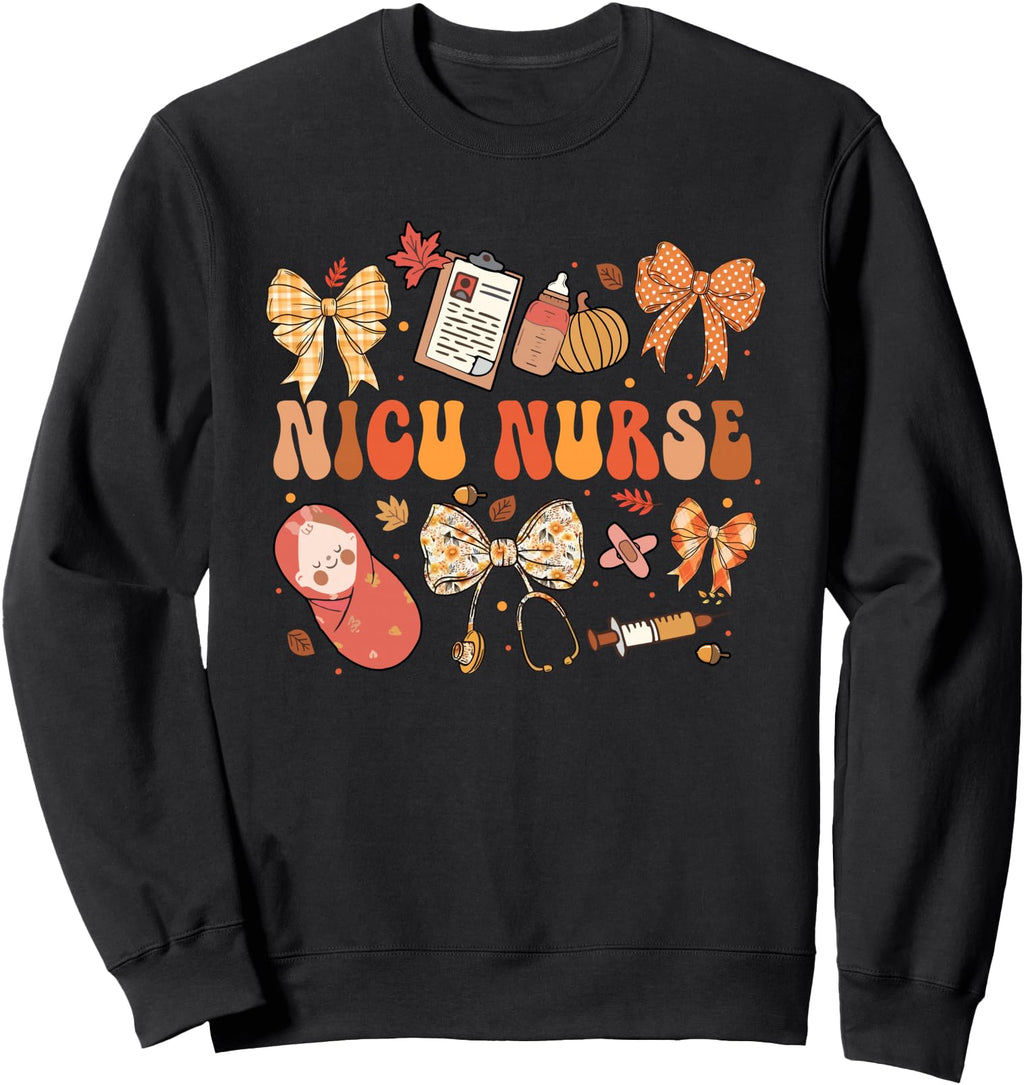 Authentic Fall Coquette Bow Nicu Nurse Hoodie - Unique Graphic for Adults - T-Shirt, Sweatshirt, Hoodie