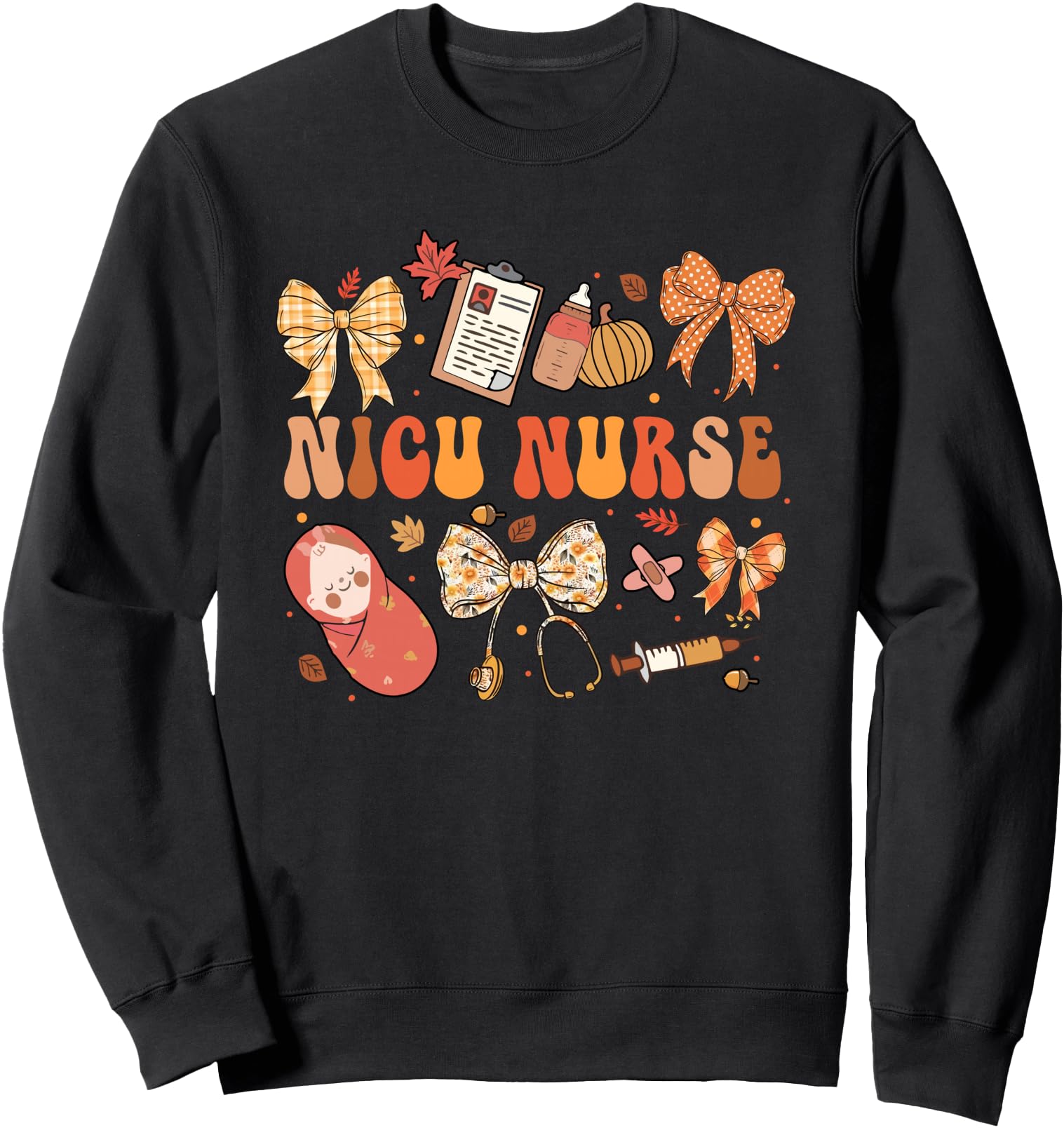 Authentic Fall Coquette Bow Nicu Nurse Hoodie - Unique Graphic for Adults - T-Shirt, Sweatshirt, Hoodie