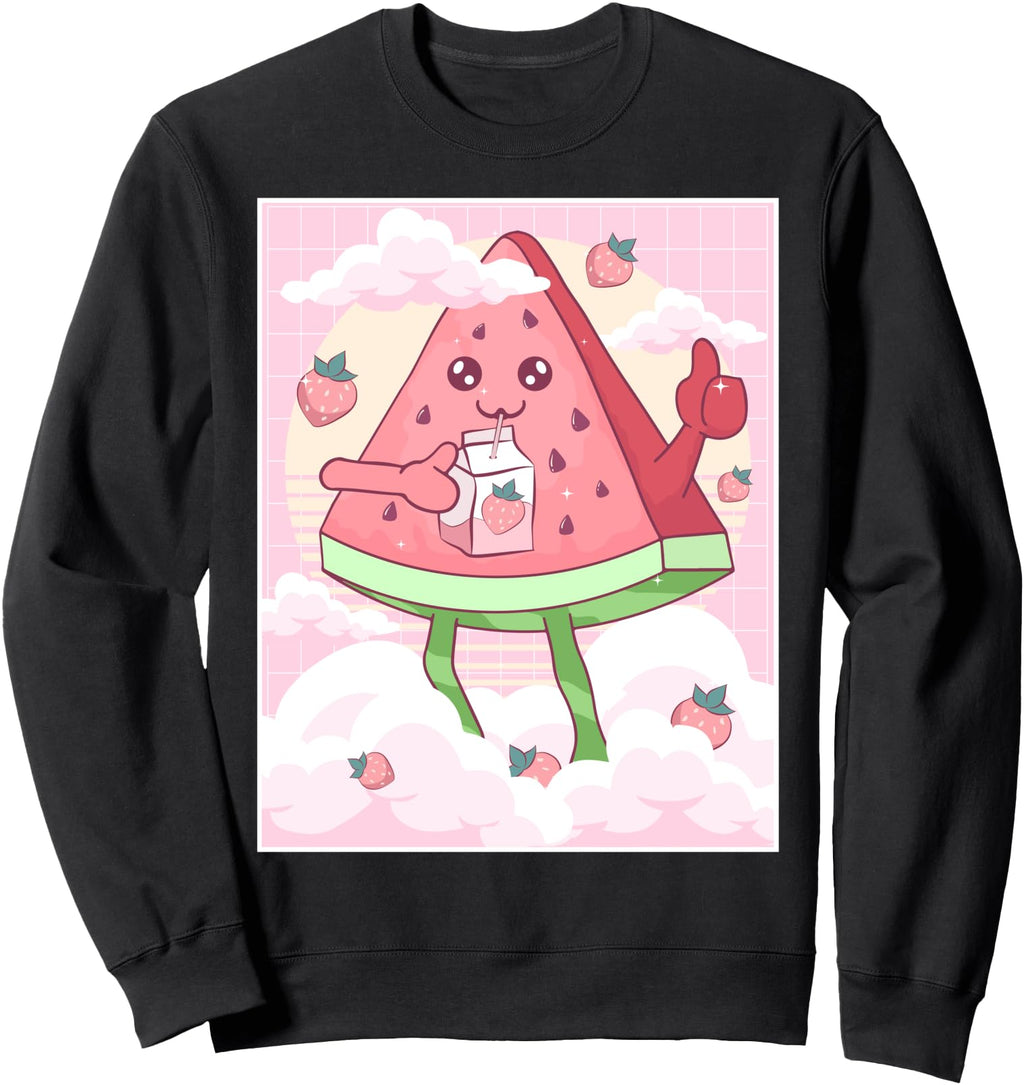 Handcrafted Kawaii Watermelon Sweatshirt - Graphic Print for Adults - T-Shirt, Sweatshirt, Hoodie