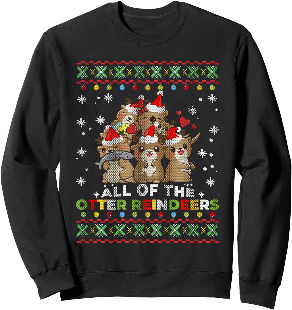 All Otter Reindeer Ugly Exclusive T-Shirt - Aesthetic Graphic for Adults - T-Shirt, Sweatshirt, Hoodie