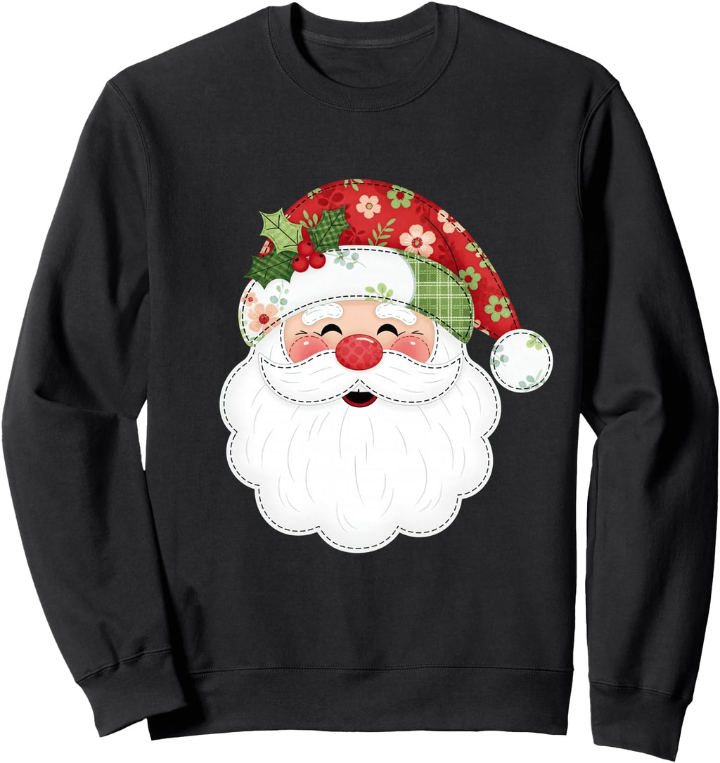 Santa Face Patchwork Holiday Season T-Shirt - Graphic Print Men Women - T-Shirt, Sweatshirt, Hoodie