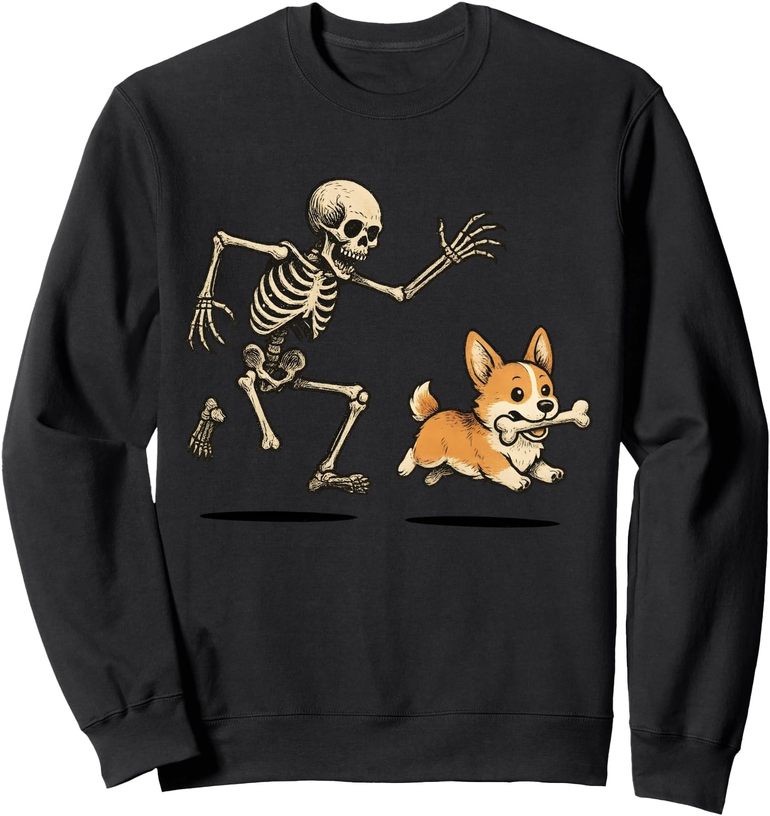Original Skeleton Chasing Corgi T-Shirt - Minimalist Print Men Women - T-Shirt, Sweatshirt, Hoodie
