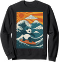 Panda Surfing Japanese Sweatshirt - Unique Graphic Unisex - T-Shirt, Sweatshirt, Hoodie