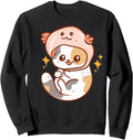 Kawaii Anime Cat Axolotl Hat Sweatshirt - Minimalist Print for Adults - T-Shirt, Sweatshirt, Hoodie