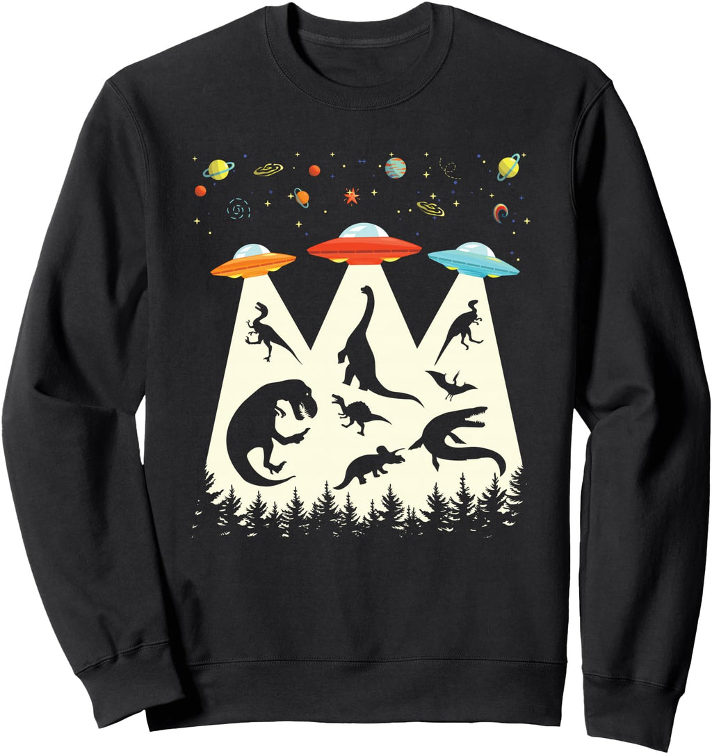 Dinosaur Ufo Alien Abduction Sweatshirt - Fun Novelty Design for Adults - T-Shirt, Sweatshirt, Hoodie