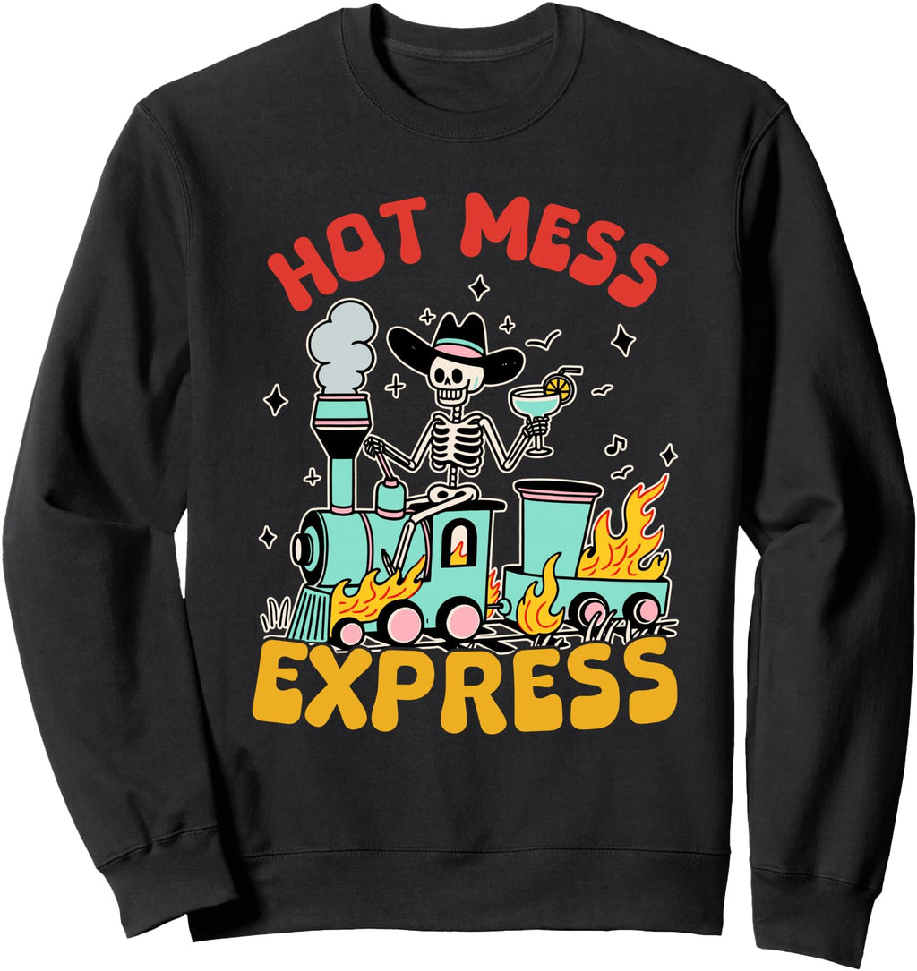 Hot Mess Express Halloween Skeleton Hoodie - Aesthetic Graphic Unisex - T-Shirt, Sweatshirt, Hoodie