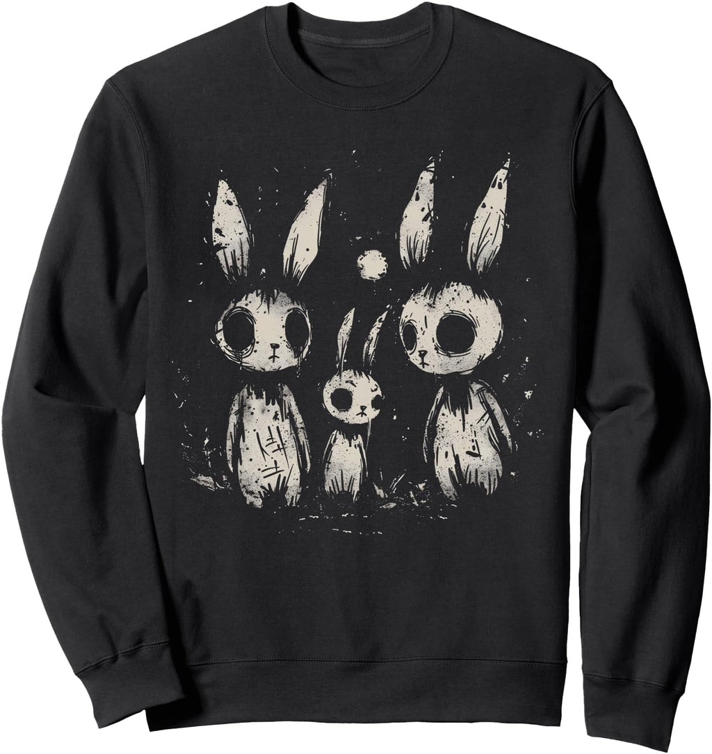 Handcrafted Creepy Bunny Rabbits Horror Hoodie - Unique Graphic for Adults - T-Shirt, Sweatshirt, Hoodie