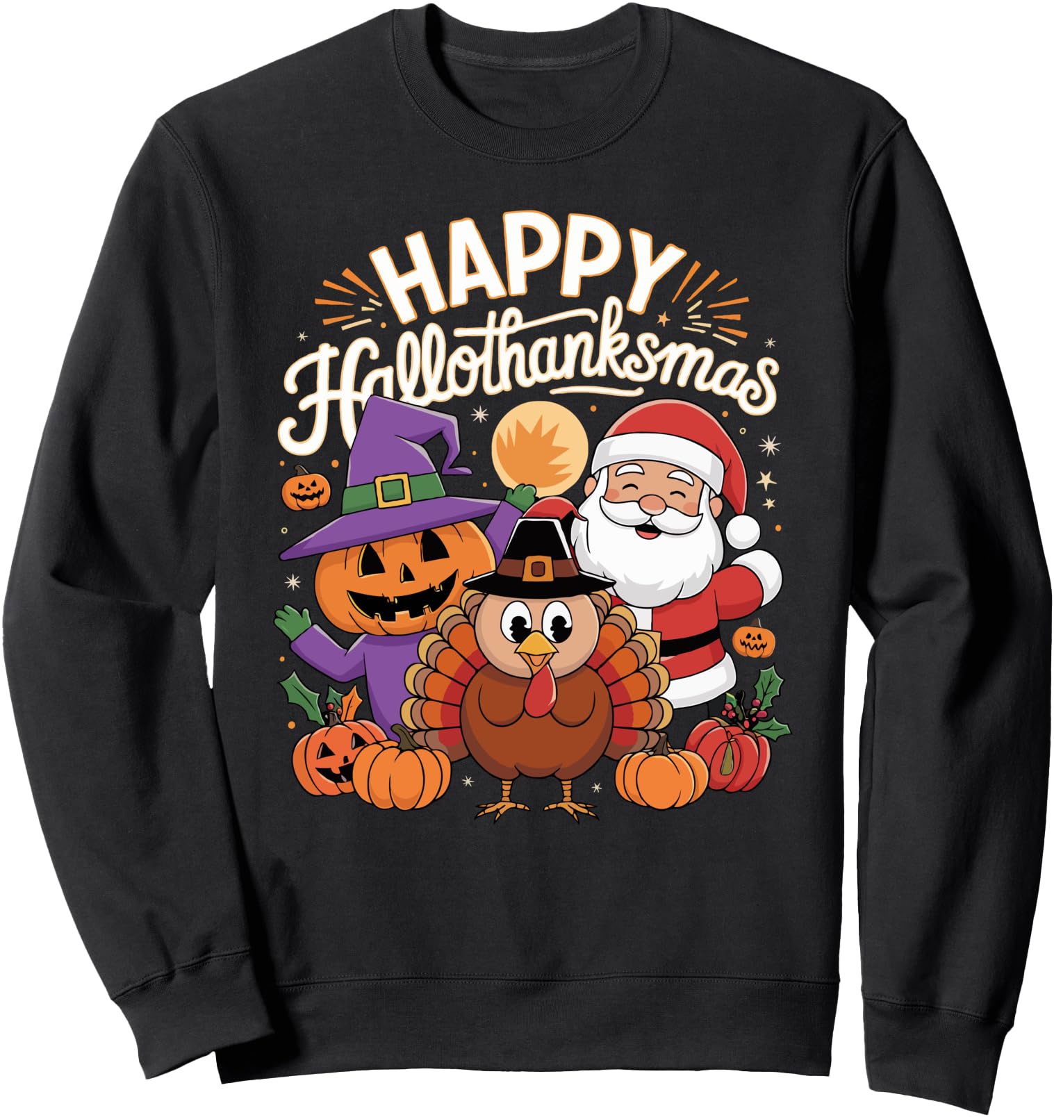 Original Hallothanksmas Happy T-Shirt - Custom Art Print for Adults - T-Shirt, Sweatshirt, Hoodie