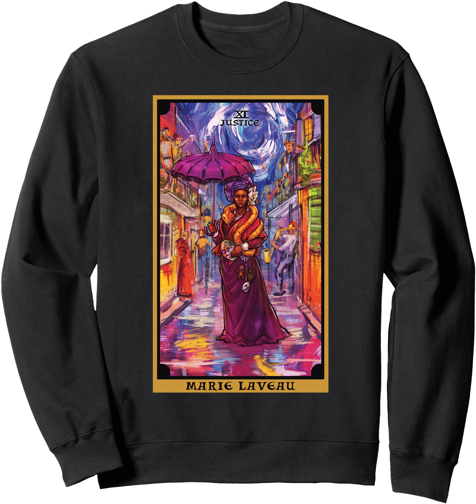 Marie Laveau Justice Tarot Card Sweatshirt - Unique Graphic Men Women - T-Shirt, Sweatshirt, Hoodie