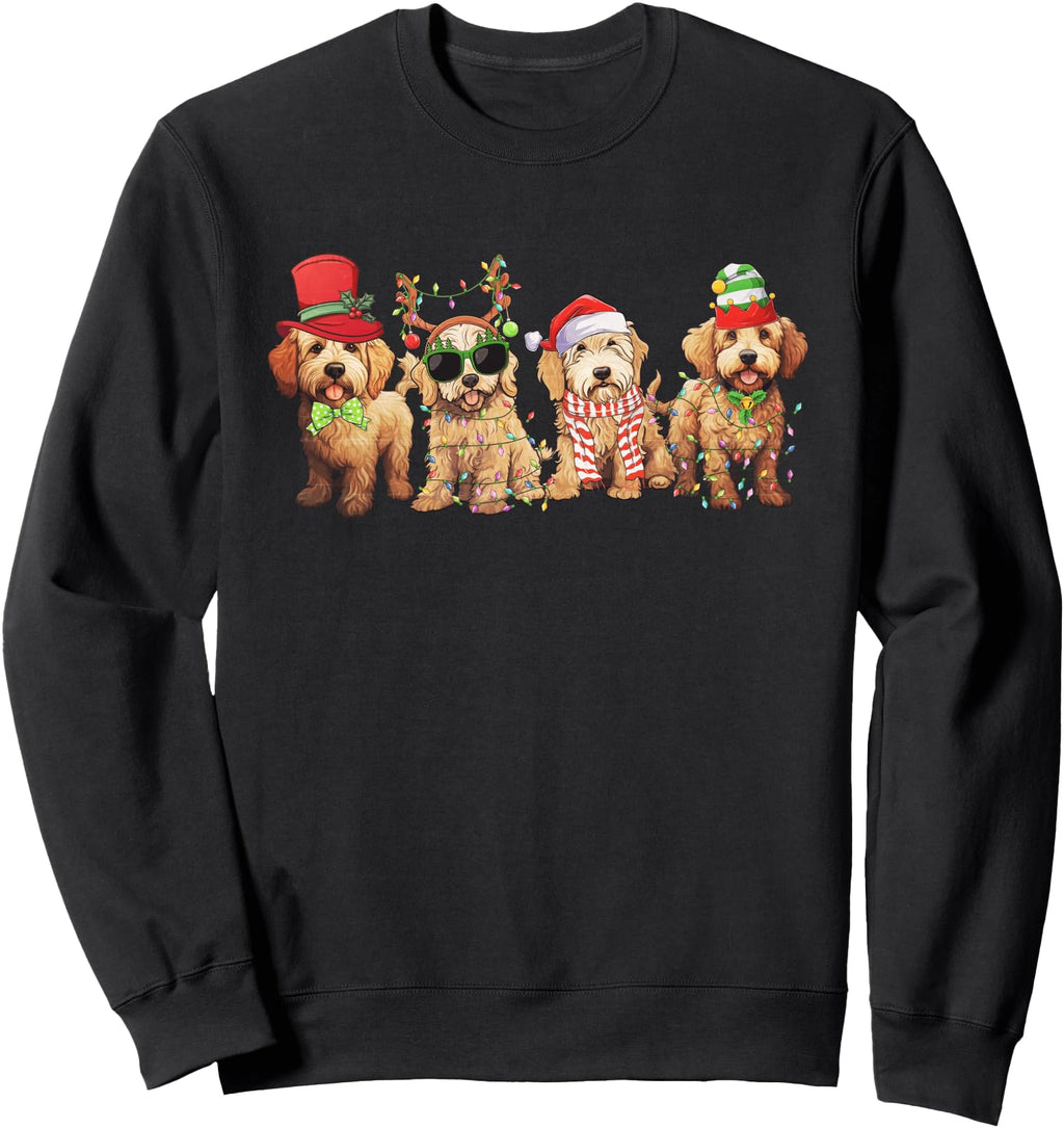 Golden Doodle Dogs Lights Tree Rare Sweatshirt - Minimalist Print Unisex - T-Shirt, Sweatshirt, Hoodie
