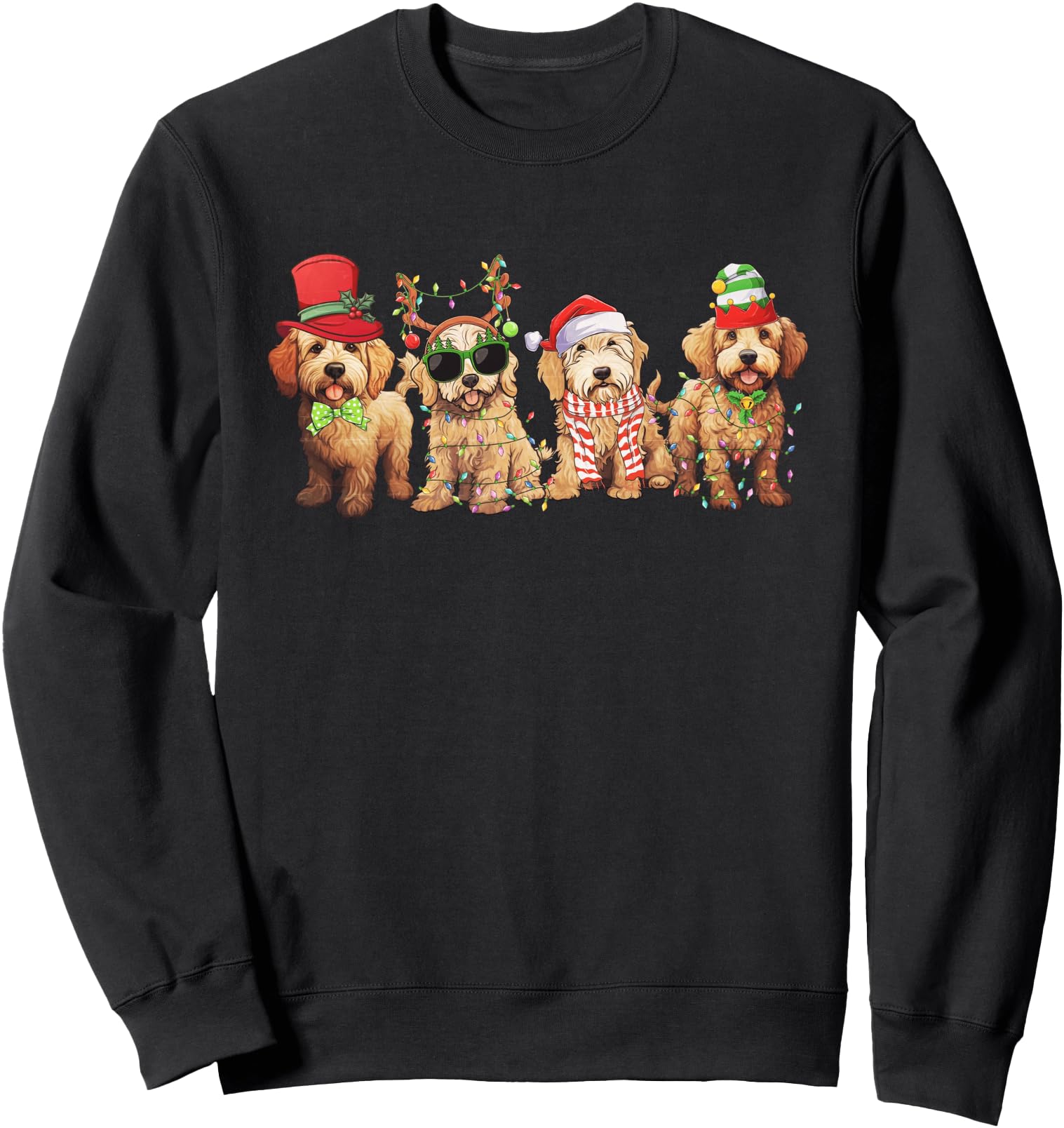 Golden Doodle Dogs Lights Tree Rare Sweatshirt - Minimalist Print Unisex - T-Shirt, Sweatshirt, Hoodie