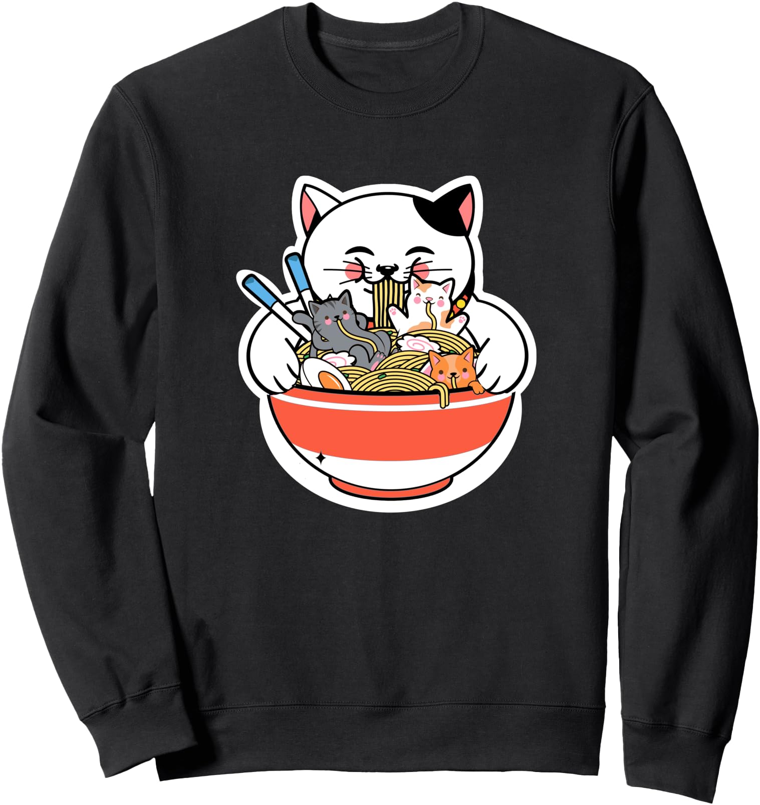 Authentic Cat Ramen T Cat Japanese Sweatshirt - Trendy Graphic for Adults - T-Shirt, Sweatshirt, Hoodie