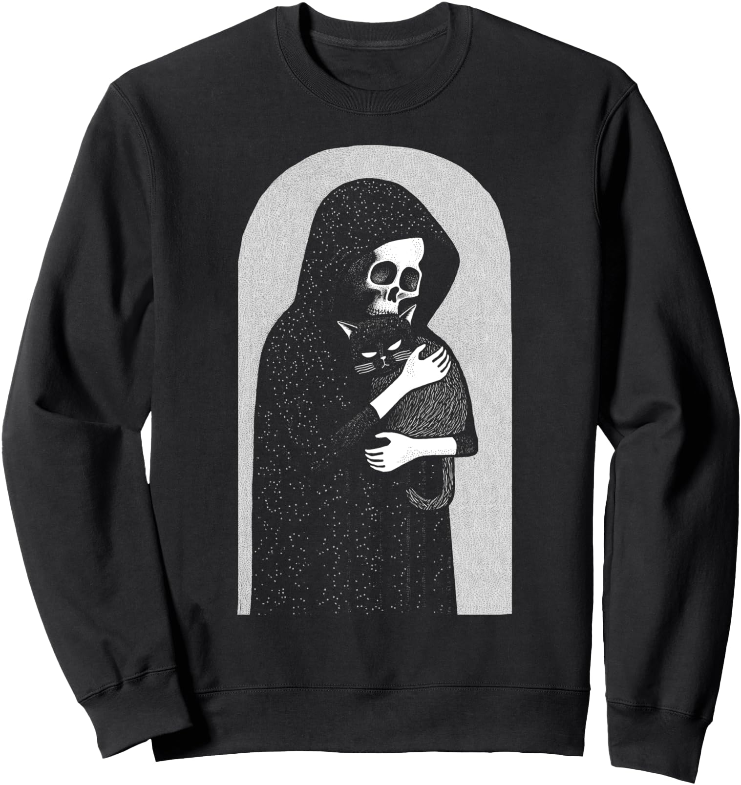 Authentic Reaper Death And His Black Cat Hoodie - Graphic Print for Adults - T-Shirt, Sweatshirt, Hoodie