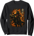 Original Samurai Cat Riding Dinosaur Sweatshirt - Graphic Print for Adults - T-Shirt, Sweatshirt, Hoodie