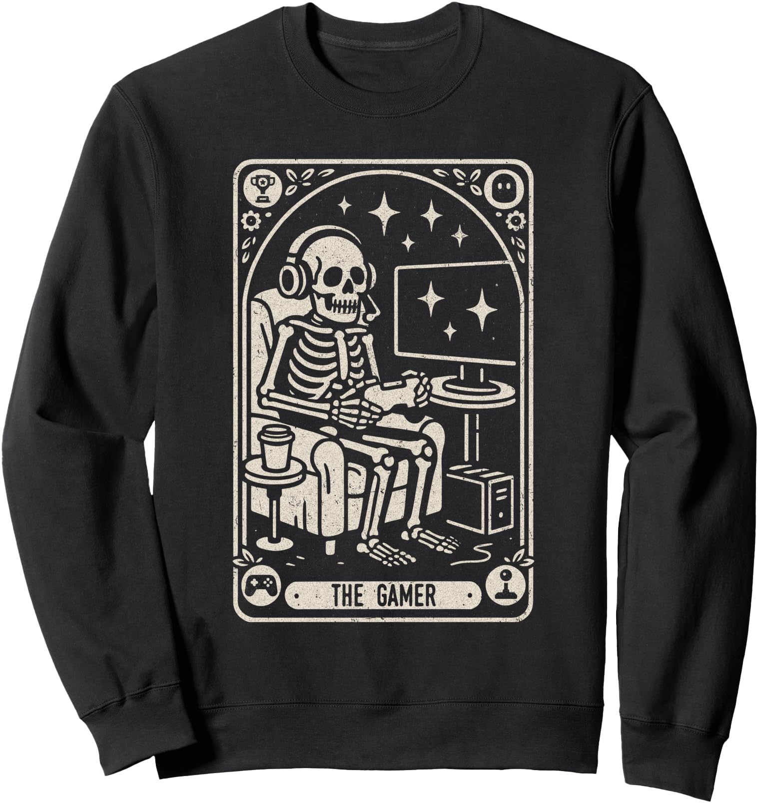 Gaming Skeleton Tarot Card Gamer Hoodie - Aesthetic Graphic Men Women - T-Shirt, Sweatshirt, Hoodie