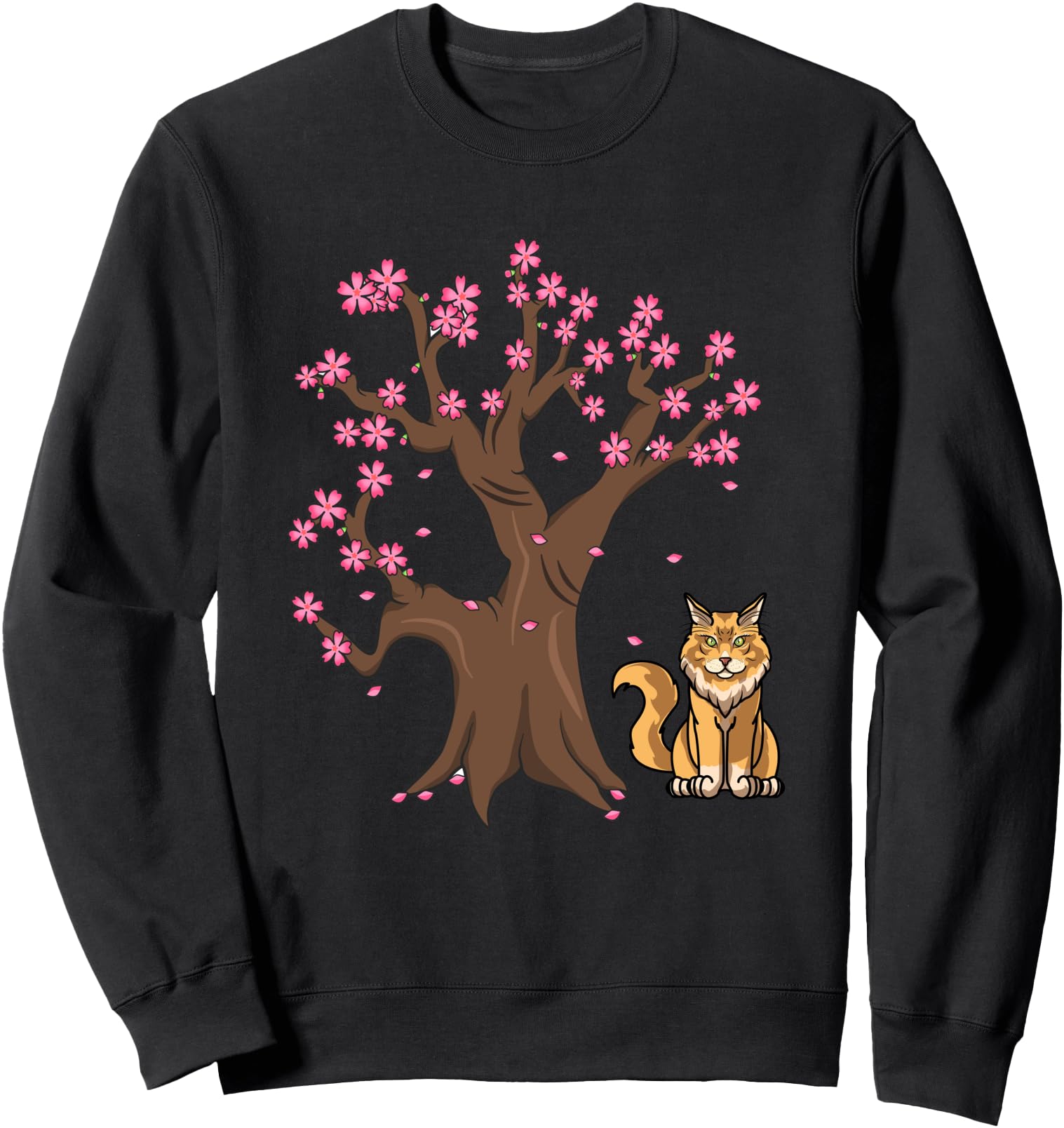 Maine Coon Cat Mom Japanese Cherry Hoodie - Aesthetic Graphic Unisex - T-Shirt, Sweatshirt, Hoodie