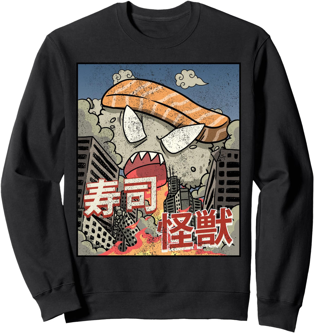 Kaiju Sushi Great Wave Off Kanagawa Sweatshirt - Minimalist Print Unisex - T-Shirt, Sweatshirt, Hoodie