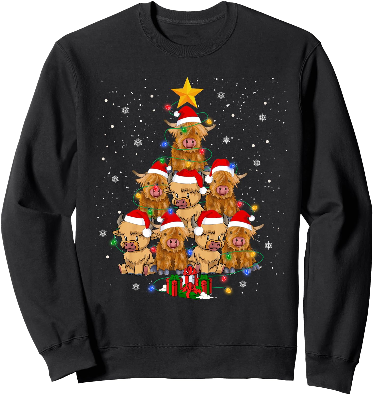 Handcrafted Scottish Highland Cow Tree Sweatshirt - Trendy Graphic Unisex - T-Shirt, Sweatshirt, Hoodie