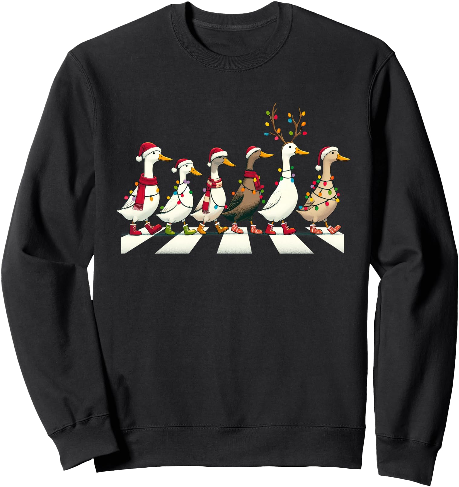 Handcrafted Ducks Lights Santa Hat T-Shirt - Custom Art Print Unisex - T-Shirt, Sweatshirt, Hoodie