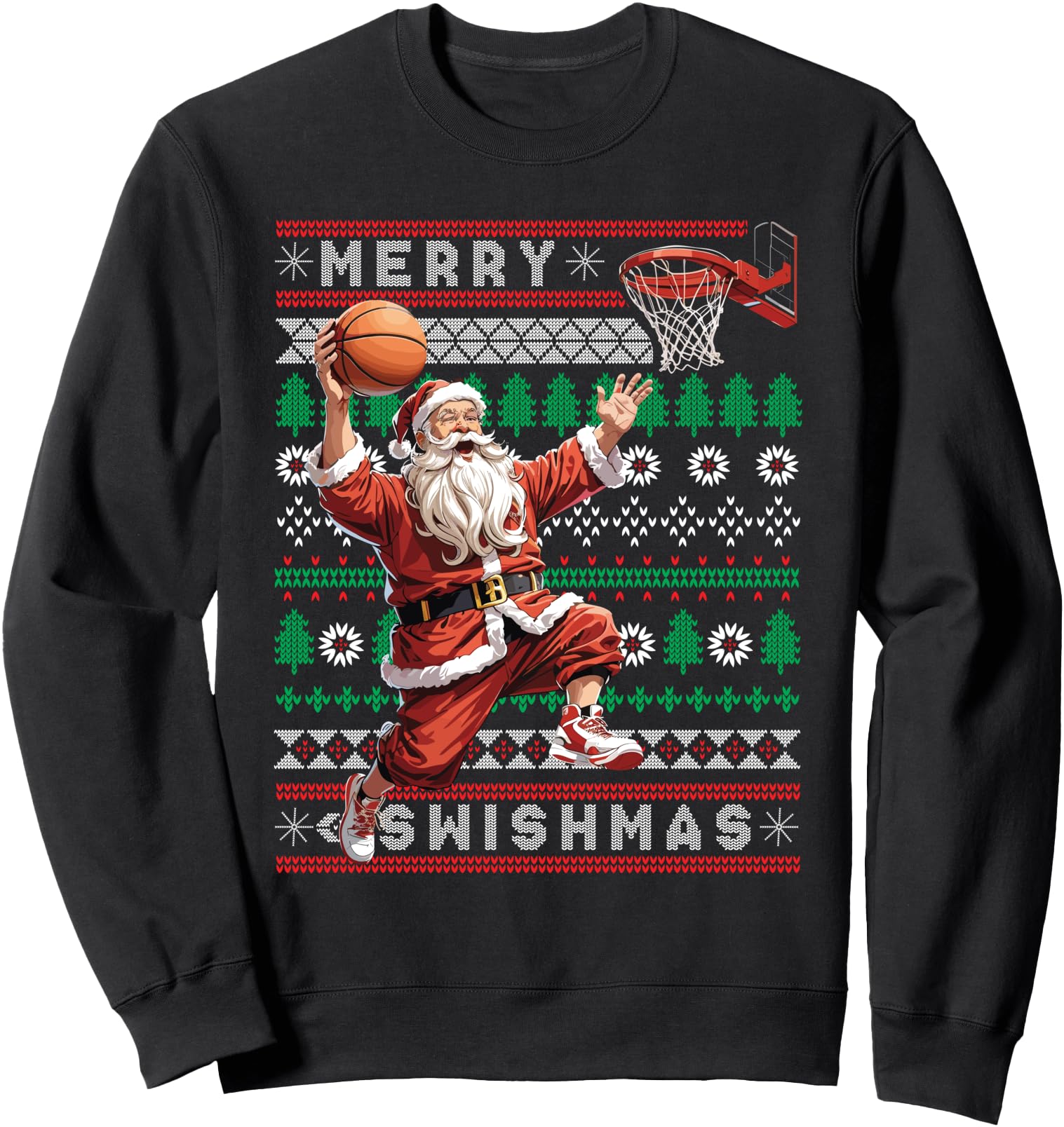 Original Merry Swishmas Santa Ugly Hoodie - Fun Novelty Design Unisex - T-Shirt, Sweatshirt, Hoodie