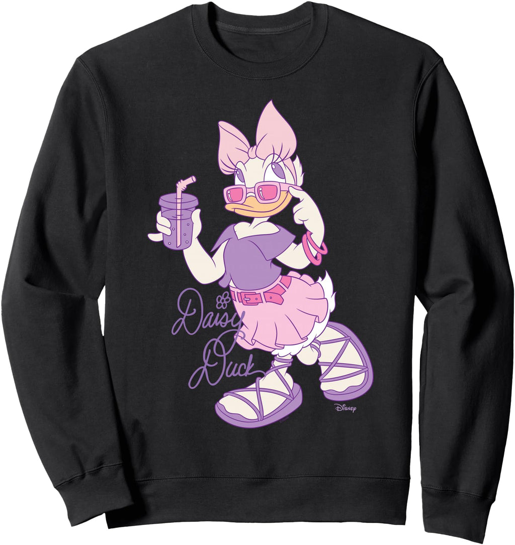 Exclusive Daisy Duck Sipping Sweatshirt - Minimalist Print for Adults - T-Shirt, Sweatshirt, Hoodie