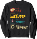 Eat Sleep Anime Repeat Manga Japanese Hoodie - Custom Art Print Unisex - T-Shirt, Sweatshirt, Hoodie