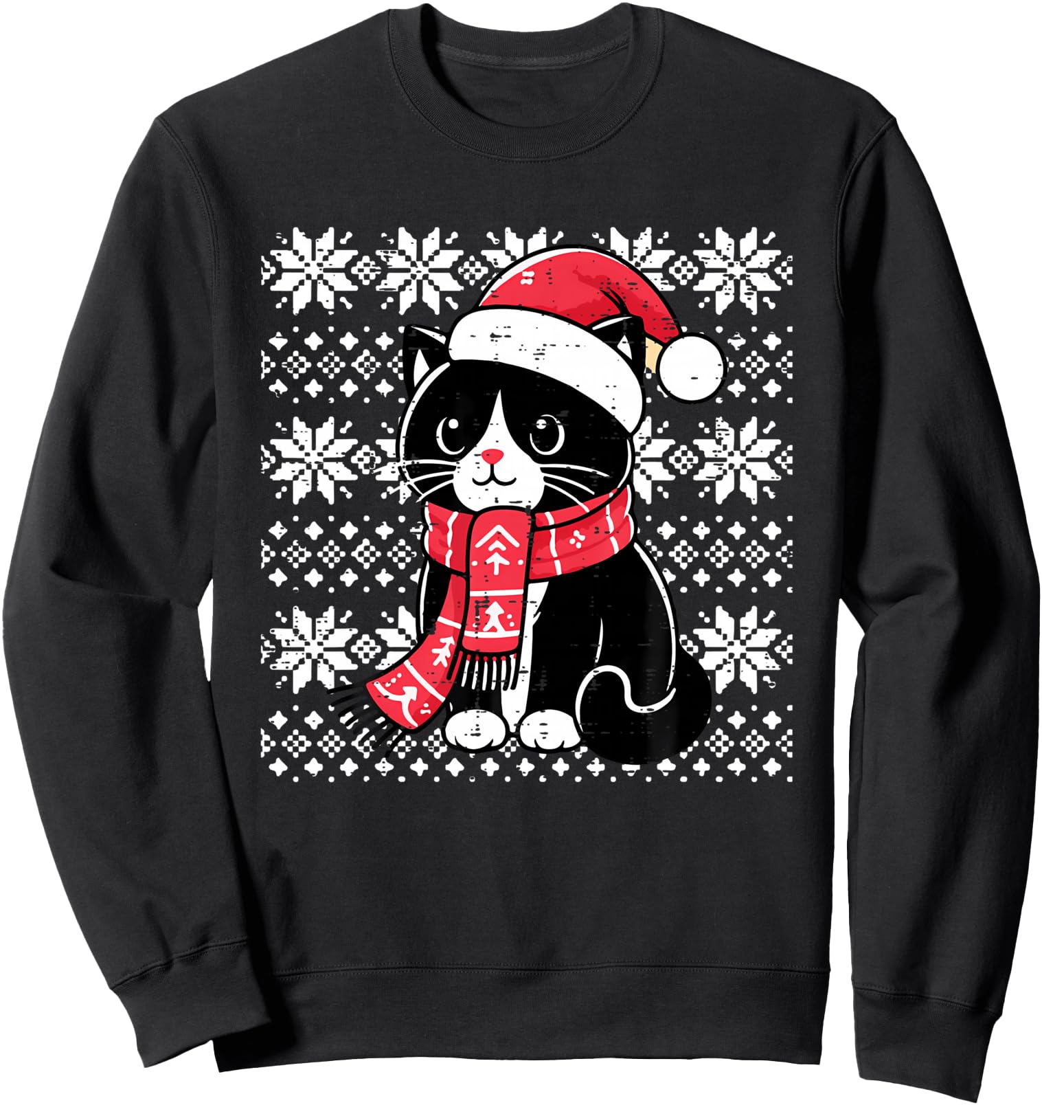 Tuxedo Cat Santa Scarf Ugly Artist Hoodie - Minimalist Print Men Women - T-Shirt, Sweatshirt, Hoodie