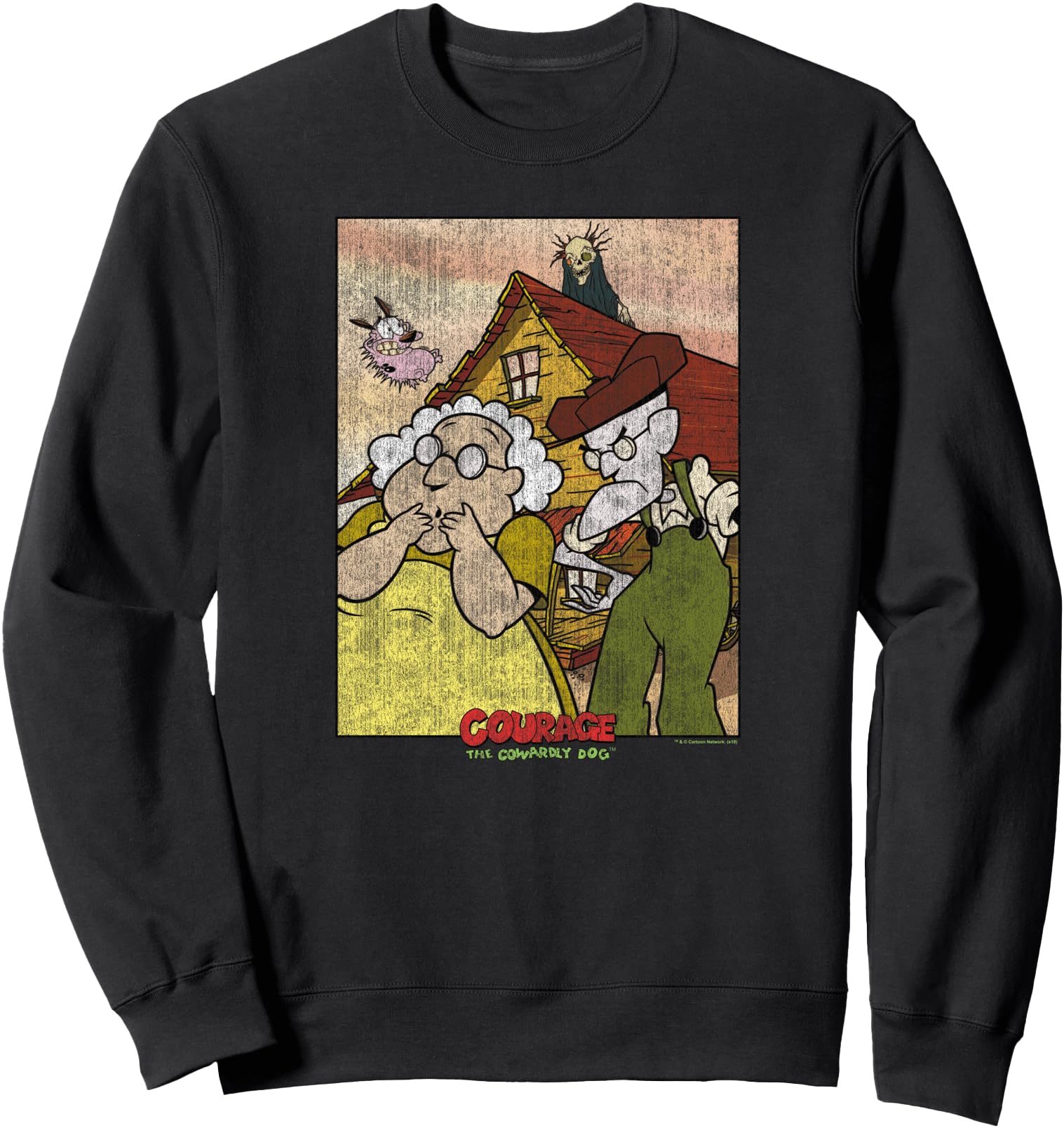 Courage Cowardly Dog American Gothic Hoodie - Aesthetic Graphic Unisex - T-Shirt, Sweatshirt, Hoodie