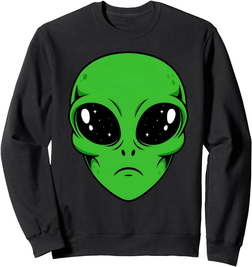Authentic Face Alien Green Alien Head Hoodie - Novelty Apparel for Adults - T-Shirt, Sweatshirt, Hoodie