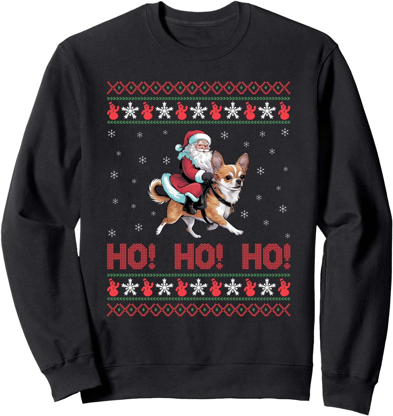 Ho Ho Ho Santa Riding Chihuahua Dog Ugly Hoodie - Trendy Graphic Unisex - T-Shirt, Sweatshirt, Hoodie