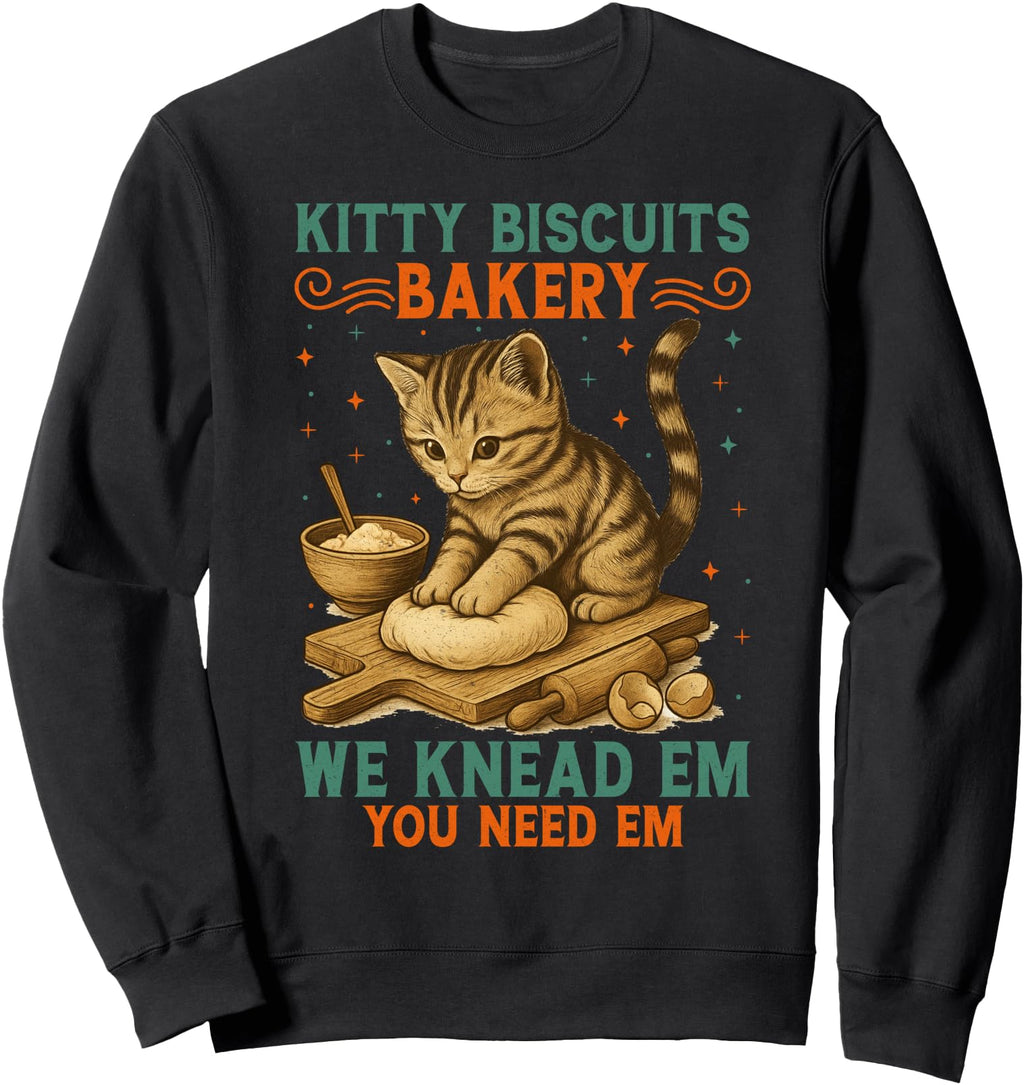 Kitty Biscuits Kneading Cat Bakery Hoodie - Unique Graphic for Adults - T-Shirt, Sweatshirt, Hoodie
