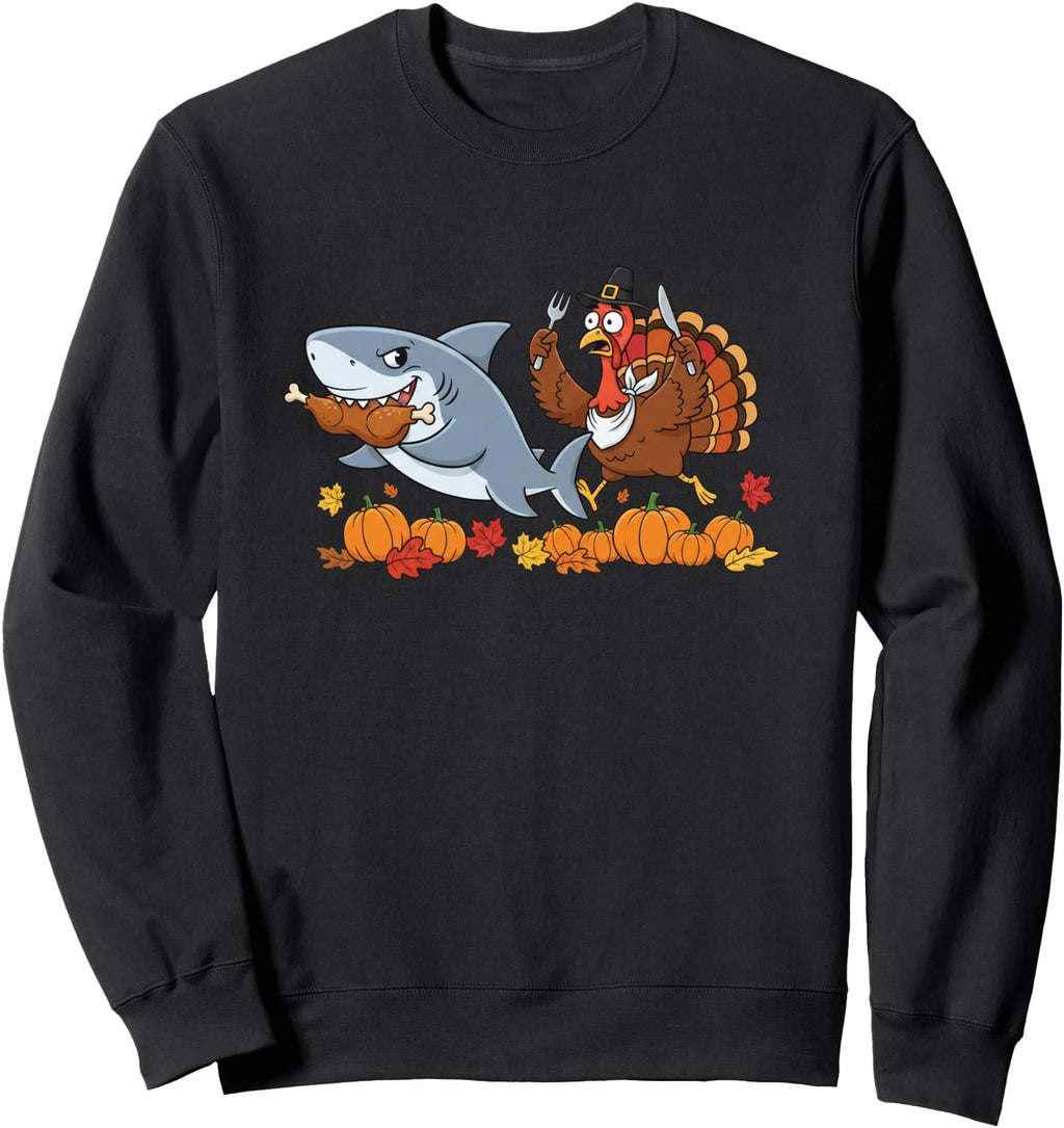 Handcrafted Shark Turkey Autumn Hoodie - Graphic Print Men Women - T-Shirt, Sweatshirt, Hoodie