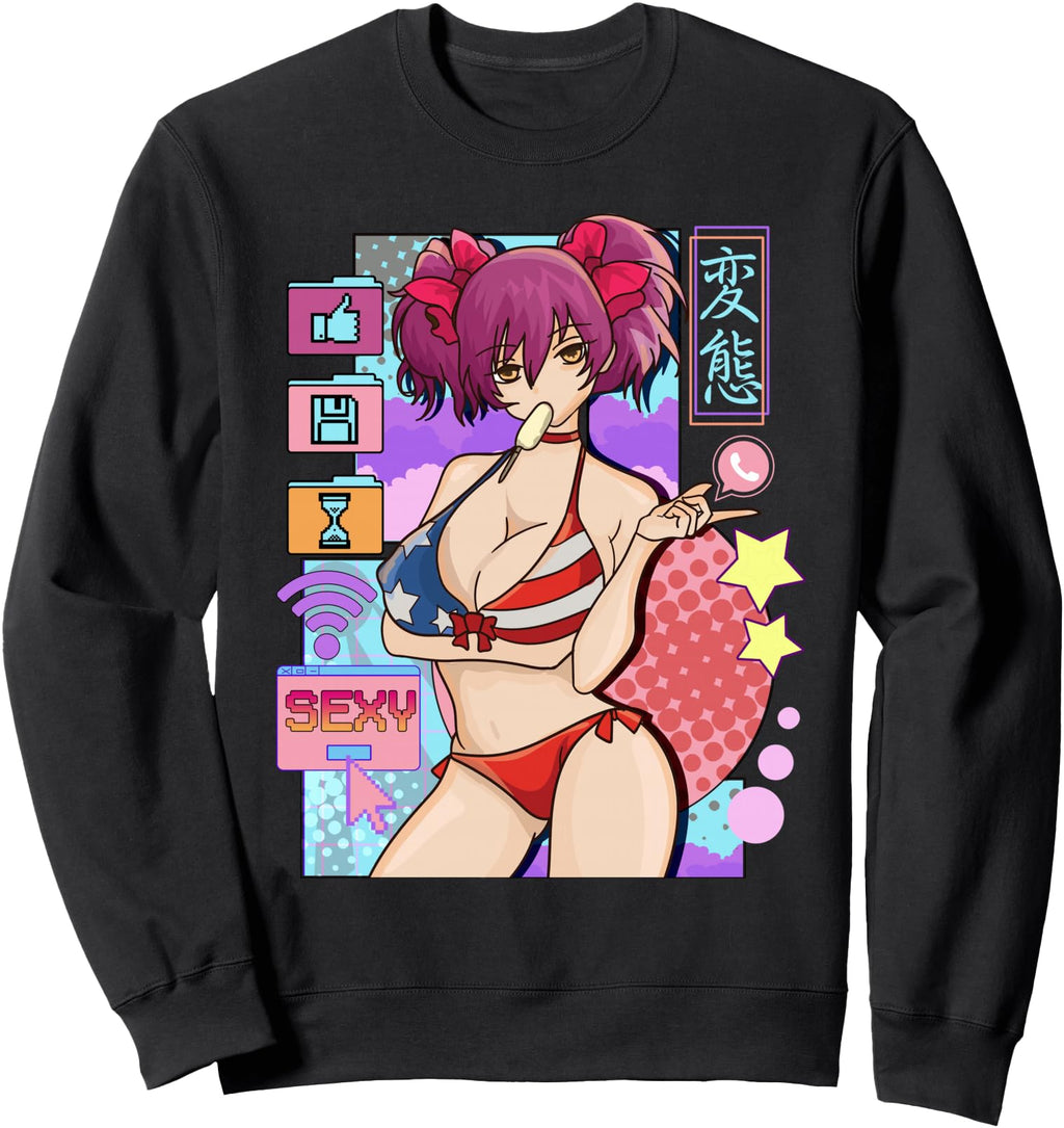 Authentic Sexy Anime Waifu Japanese Hoodie - Novelty Apparel for Adults - T-Shirt, Sweatshirt, Hoodie