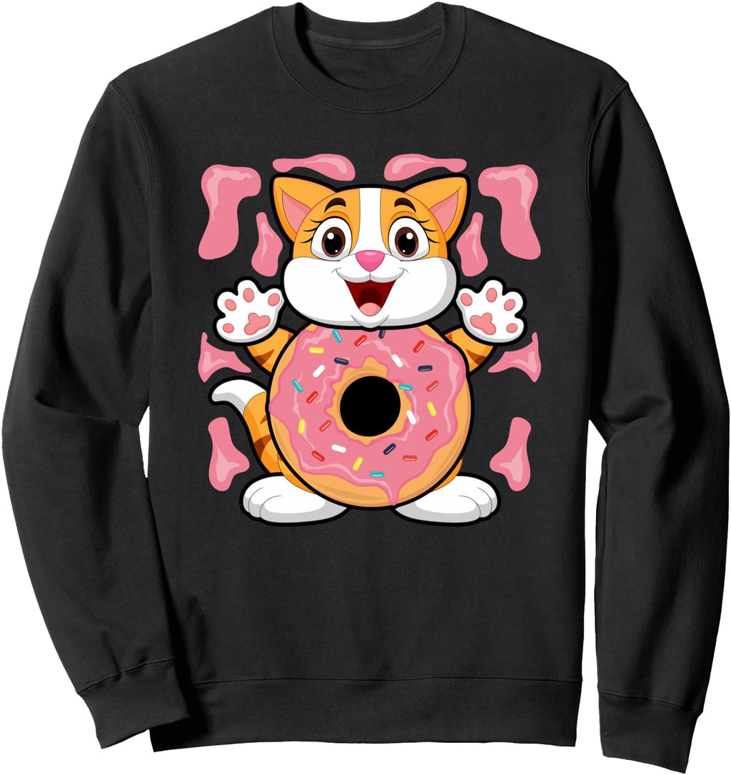 Kawaii Cat Donut Japanese Anime Food T-Shirt - Aesthetic Graphic Men Women - T-Shirt, Sweatshirt, Hoodie