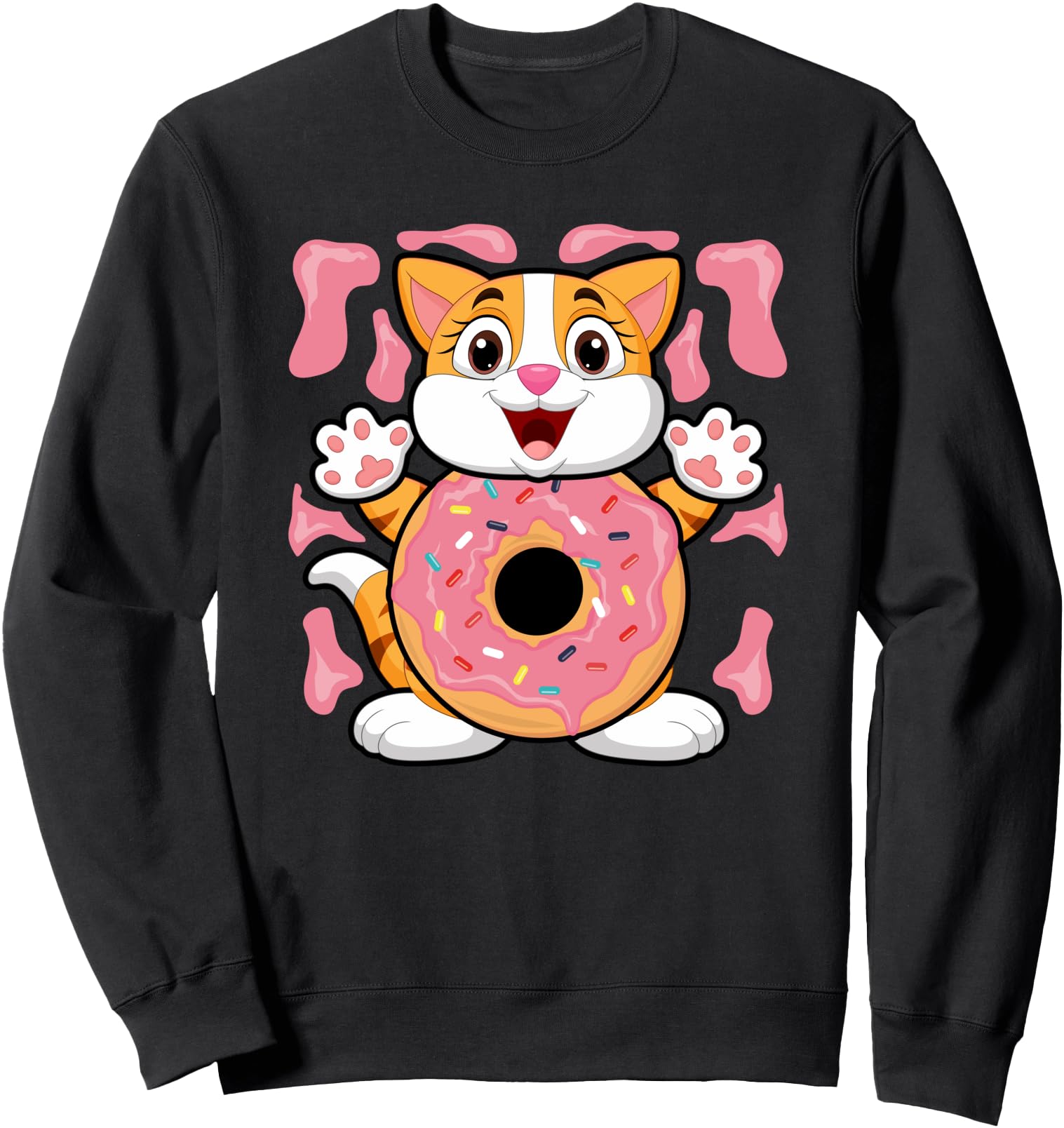 Kawaii Cat Donut Japanese Anime Food T-Shirt - Aesthetic Graphic Men Women - T-Shirt, Sweatshirt, Hoodie