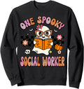 Groovy One Spooky Social Worker Sweatshirt - Unique Graphic for Adults - T-Shirt, Sweatshirt, Hoodie