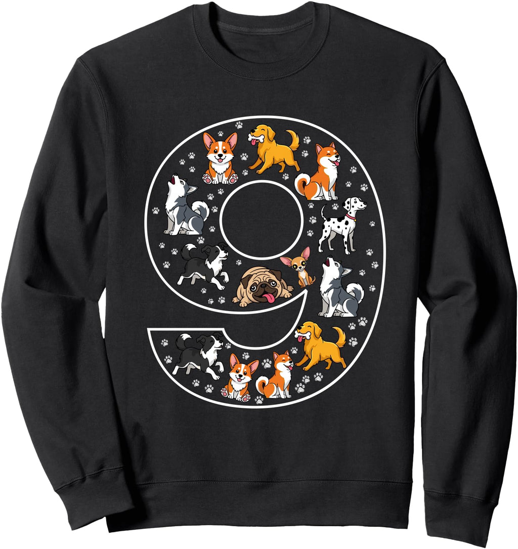 9Th 9 Year Old Dogs Puppy Exclusive Hoodie - Minimalist Print Unisex - T-Shirt, Sweatshirt, Hoodie