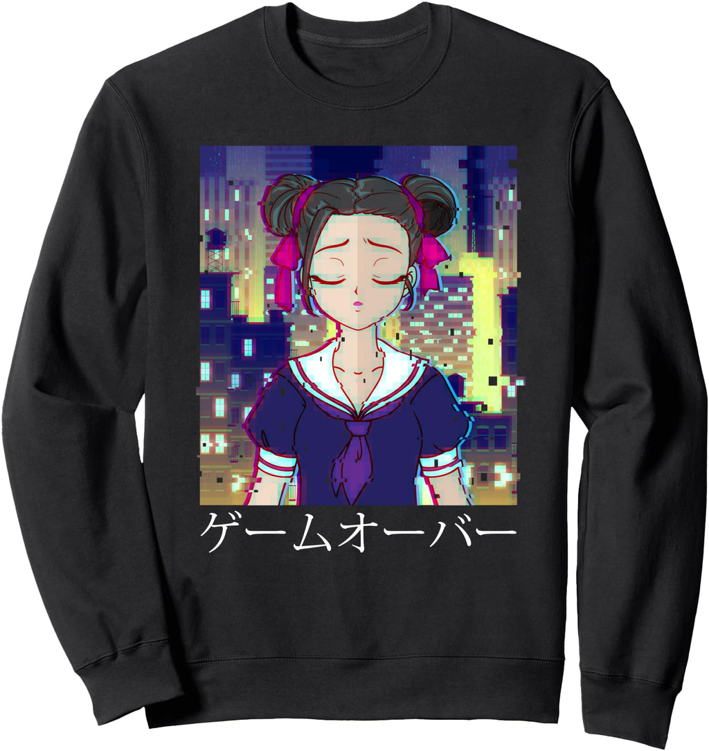 Authentic Sad Anime Game Over Aesthetic Hoodie - Trendy Graphic Unisex - T-Shirt, Sweatshirt, Hoodie