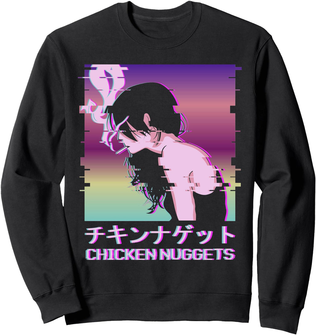 Chicken Nuggets Vaporwave Aesthetic Hoodie - Custom Art Print Men Women - T-Shirt, Sweatshirt, Hoodie