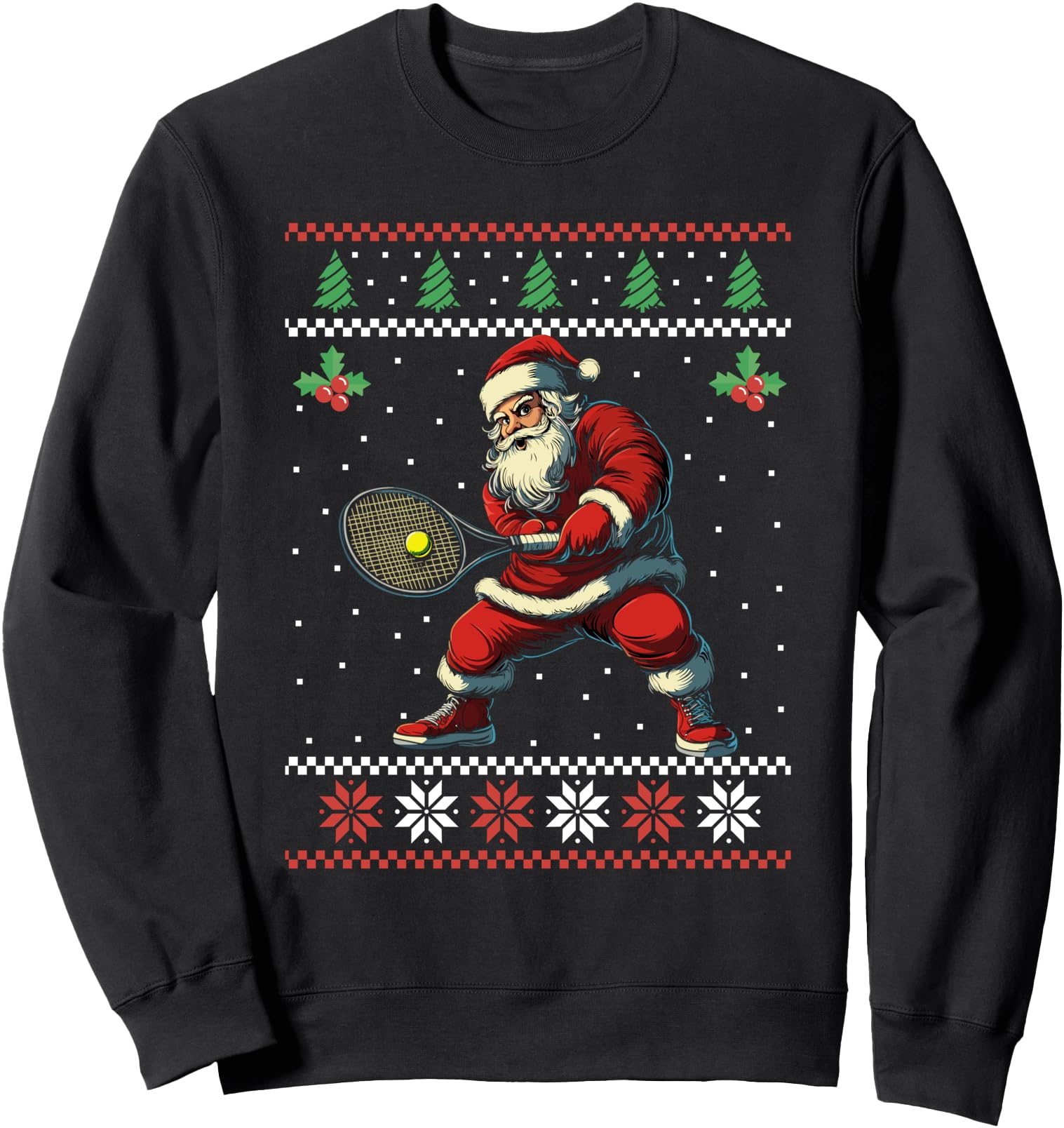 Exclusive Santa Playing Tennis Ugly Hoodie - Graphic Print Men Women - T-Shirt, Sweatshirt, Hoodie