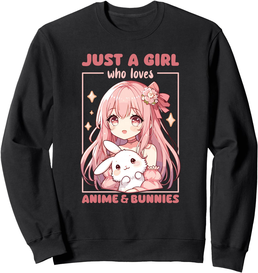 Handcrafted Anime Kawaii Bunny Anime Sweatshirt - Graphic Print Men Women - T-Shirt, Sweatshirt, Hoodie