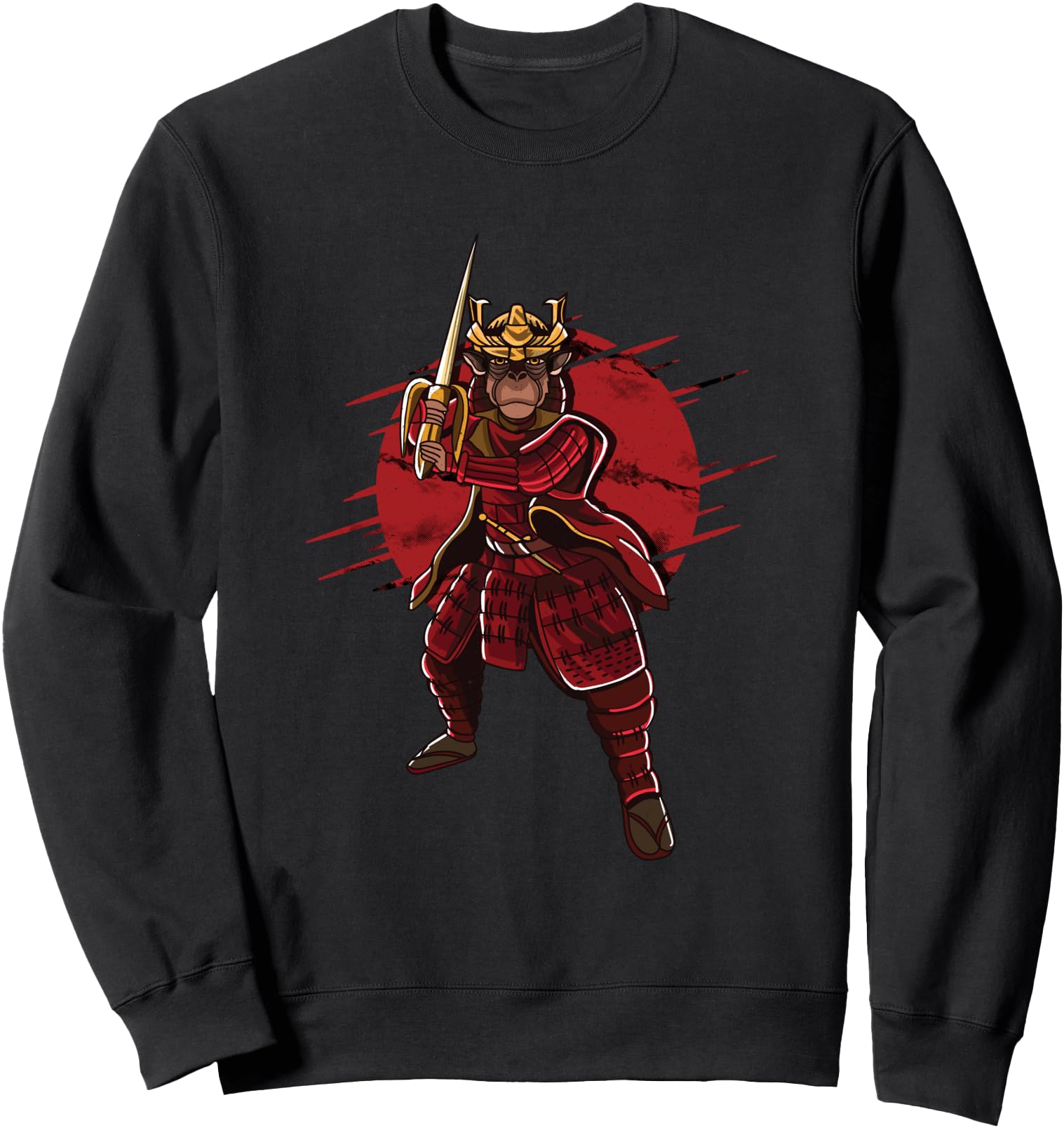 Handcrafted Samurai Monkey Japanese Sweatshirt - Minimalist Print Unisex - T-Shirt, Sweatshirt, Hoodie